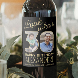 Étiquette Pour Bouteilles De Vin Regardez qui a 30 ans Fête d'anniversaire avec 2 p