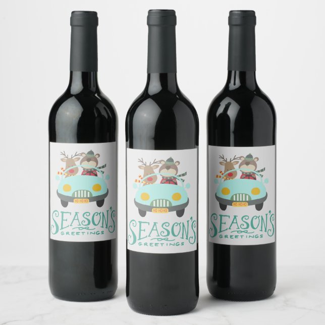 Étiquette Pour Bouteilles De Vin Reindee moderne & Vacances ours (Bouteilles)