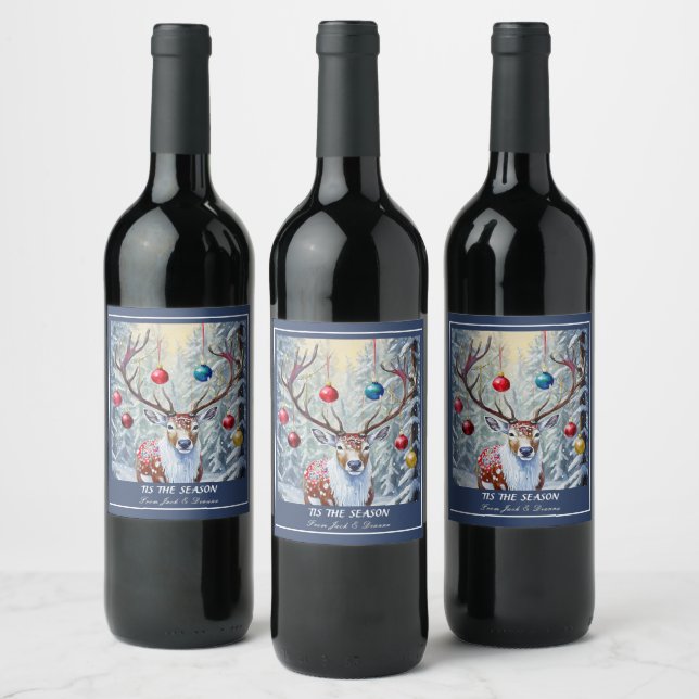 Étiquette Pour Bouteilles De Vin Reindeer Christmas (Bouteilles)