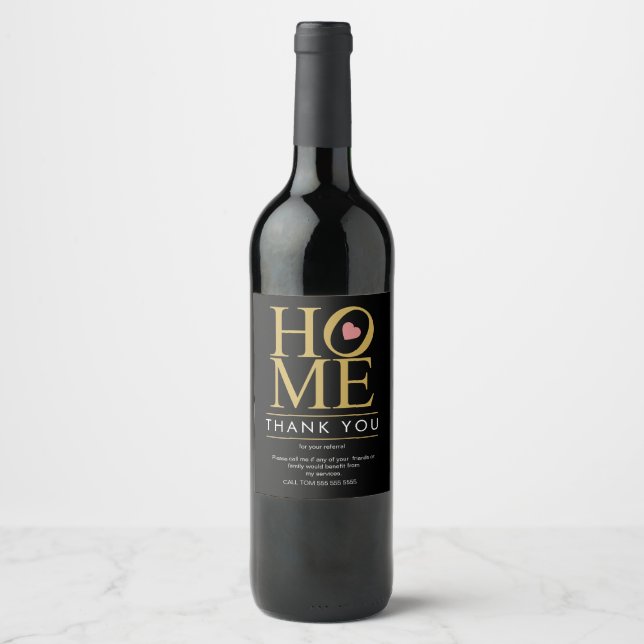 Étiquette Pour Bouteilles De Vin Remerciement immobilier de référence entreprise  é (Devant)