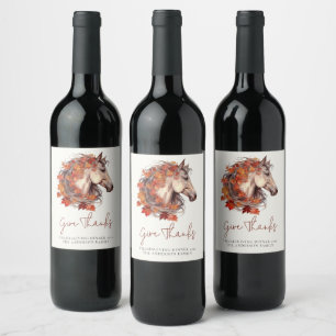 Étiquette Pour Bouteilles De Vin Remercier Elégant Cheval Equestre Thanksgiving