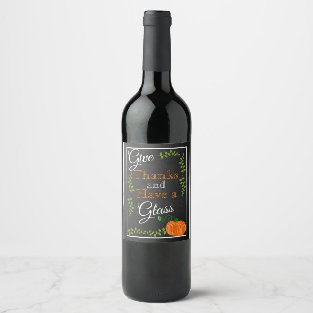 Étiquette Pour Bouteilles De Vin Remerciez Ce Thanksgiving (Devant)