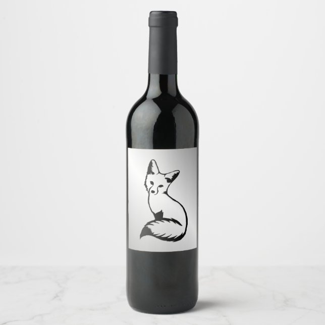 Étiquette Pour Bouteilles De Vin Renard argenté (Devant)