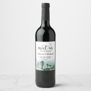 Étiquette Pour Bouteilles De Vin Rencontrons-nous dans les bois Mariage en plein ai