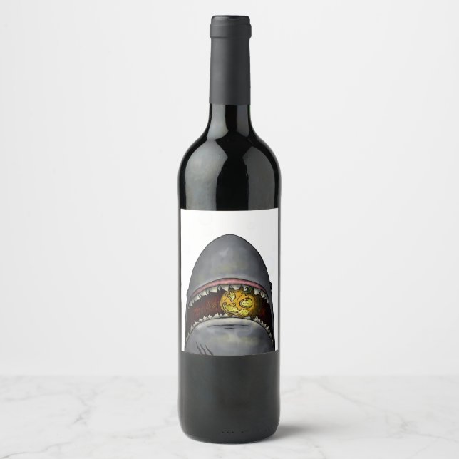 Étiquette Pour Bouteilles De Vin Requin citrouille (Devant)
