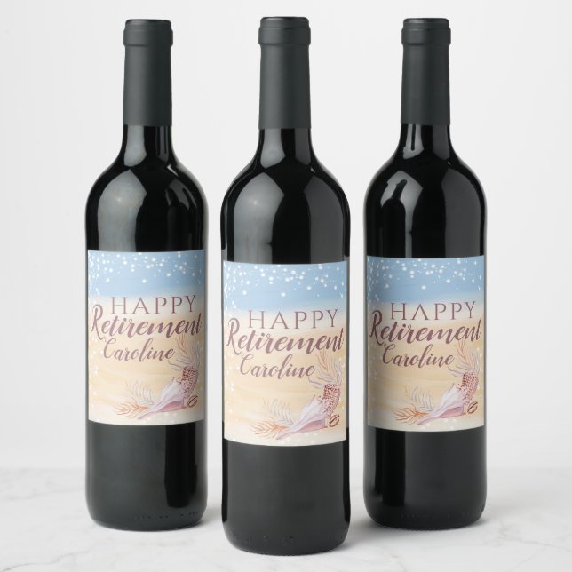 Étiquette Pour Bouteilles De Vin Retraite Beach Coastal Seashell (Bouteilles)