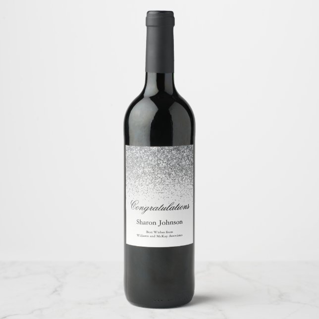 Étiquette Pour Bouteilles De Vin Retraite Pailletée Entreprise Professionnelle  (Devant)