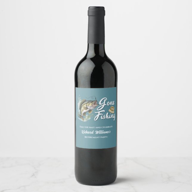 Étiquette Pour Bouteilles De Vin Retraite Pêche Gros Poisson Pêcheur Retraité (Devant)