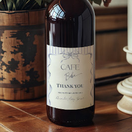 Étiquette Pour Bouteilles De Vin Retro Blue Bow Cafe Bebe Boy Coffee Baby Shower