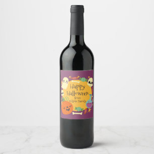 Étiquette Pour Bouteilles De Vin Retro Halloween Éffrayant