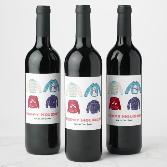 Étiquette Pour Bouteilles De Vin Retro Holiday Fête de Noël laide (Bouteilles)