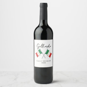 Étiquette Pour Bouteilles De Vin Réunion de famille au drapeau italien 