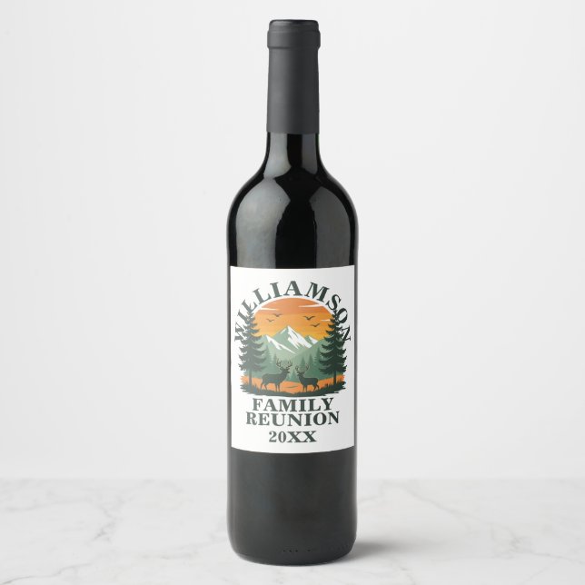 Étiquette Pour Bouteilles De Vin Réunion de famille rustique sauvage (Devant)
