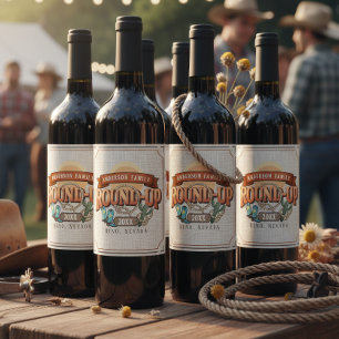 Étiquette Pour Bouteilles De Vin Réunion de famille Western Round-Up ID1318