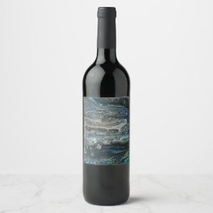 Étiquette Pour Bouteilles De Vin Rêves de la peinture abstraite Ocean'20