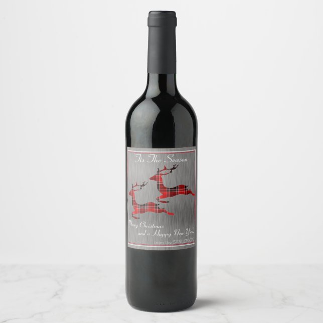 Étiquette Pour Bouteilles De Vin Rindeer Plaid (Devant)