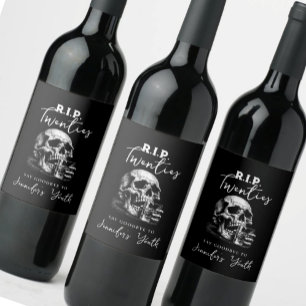 Étiquette Pour Bouteilles De Vin RIP Twenties Skull Whiskey Anniversaire Vin Étique
