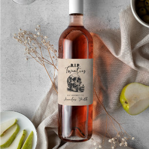 Étiquette Pour Bouteilles De Vin RIP Twenties Vintage Skull Martini Fête d'annivers