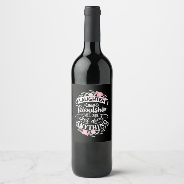 Étiquette Pour Bouteilles De Vin Rires Et Amitié (Devant)
