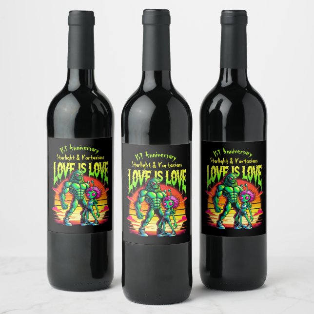 Étiquette Pour Bouteilles De Vin Romance cosmique entre figures Aliens (Bouteilles)