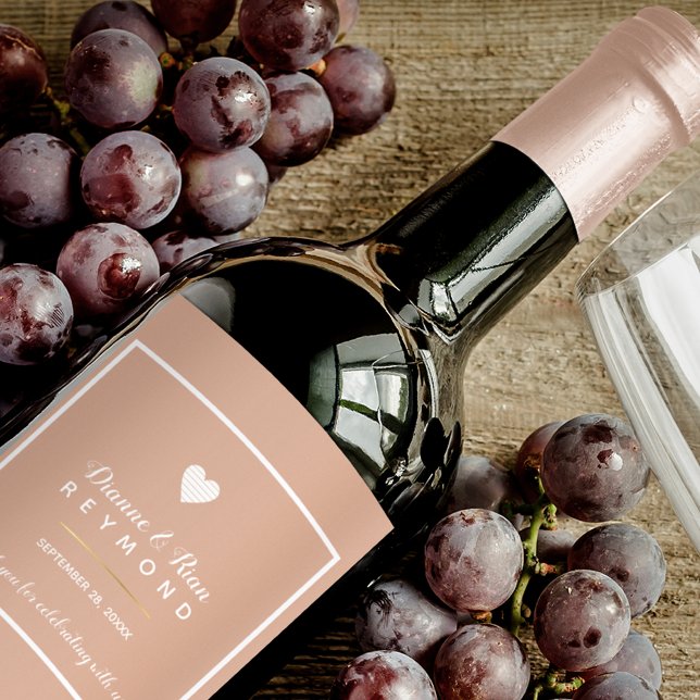 Étiquette Pour Bouteilles De Vin Romantique Étiqueté Mariage Dusty Rose (wedding & wine)