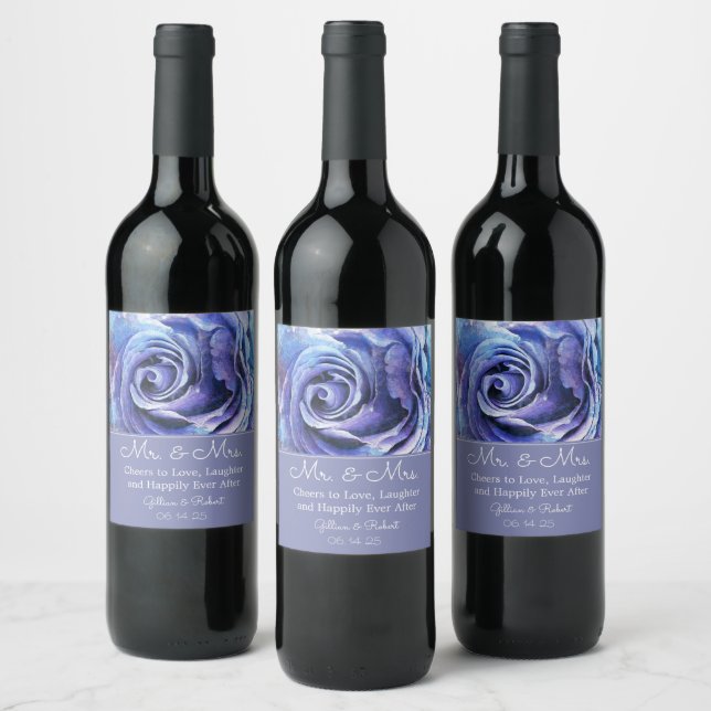 Étiquette Pour Bouteilles De Vin Rose aquarelle charmante (Bouteilles)
