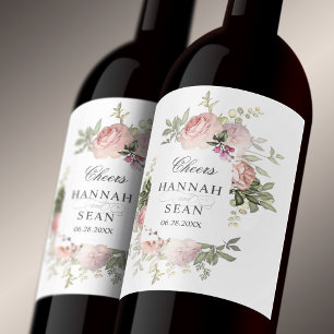 Étiquette Pour Bouteilles De Vin Rose d'été Jardin Mariage personnalisé