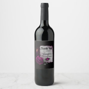 Étiquette Pour Bouteilles De Vin Rose gothique, bougie, parchemin et emplacement