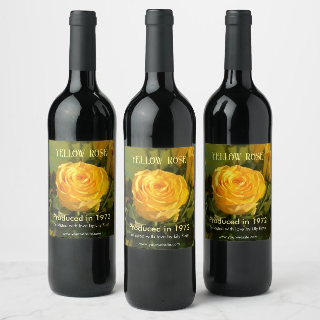 Étiquette Pour Bouteilles De Vin Rose jaune (Bouteilles)