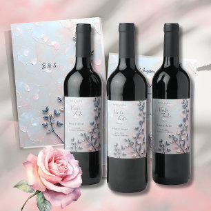 Étiquette Pour Bouteilles De Vin rose pâle et tonalité perle mariage de la branche