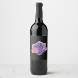 Étiquette Pour Bouteilles De Vin Rose Rouge et Fleurie