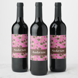 Étiquette Pour Bouteilles De Vin roses Brown rose