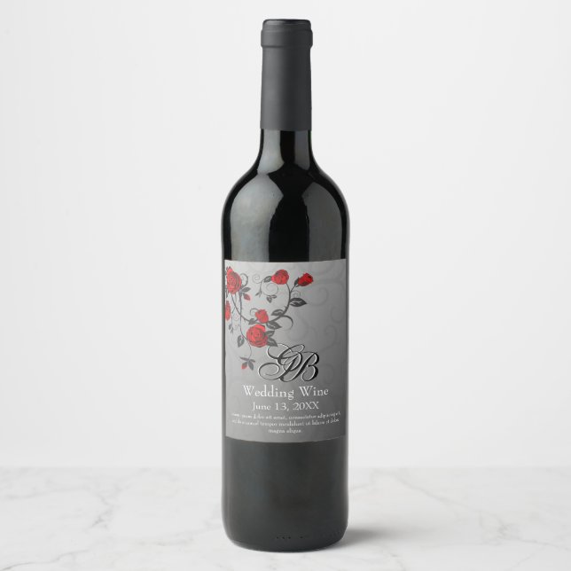 Étiquette Pour Bouteilles De Vin Roses Enchantées (Devant)