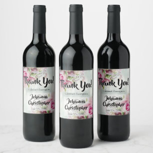 Étiquette Pour Bouteilles De Vin Roses roses Mariage Vin bouteille Étiquette Merci
