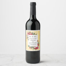 Roses sauvages & Daffodil Jaune Étiquette de vin e