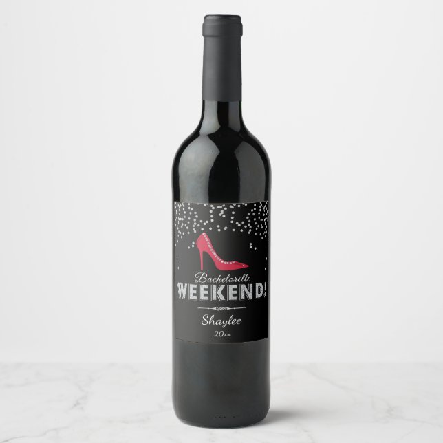 Étiquette Pour Bouteilles De Vin Rouge, Chaussure Diamond, Bachelorette week-end (Devant)