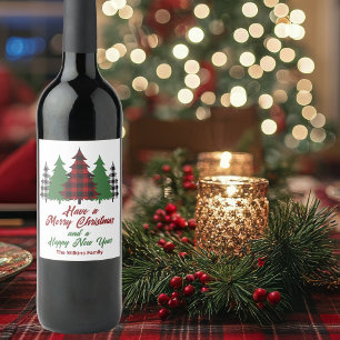 Étiquette Pour Bouteilles De Vin Rouge rustique Joyeux Noël Joyeux Nouvel An