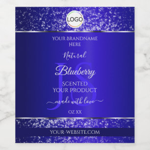 Étiquette Pour Bouteilles De Vin Royal Blue Logo Initiales Parties scintillant Étiq