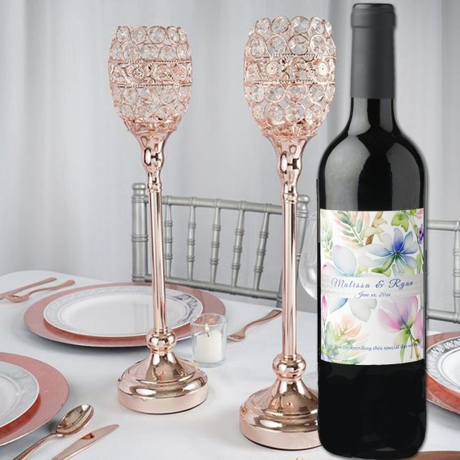 Étiquette Pour Bouteilles De Vin Ruban en soie rose floral (Créateur téléchargé)