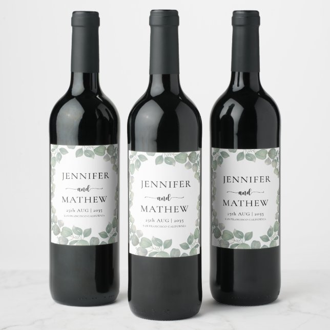 Étiquette Pour Bouteilles De Vin Russe Eucalyptus Sage Mariage vert (Bouteilles)