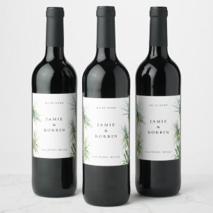 Étiquette Pour Bouteilles De Vin Rustic Island Palm Tree Beach Mariage