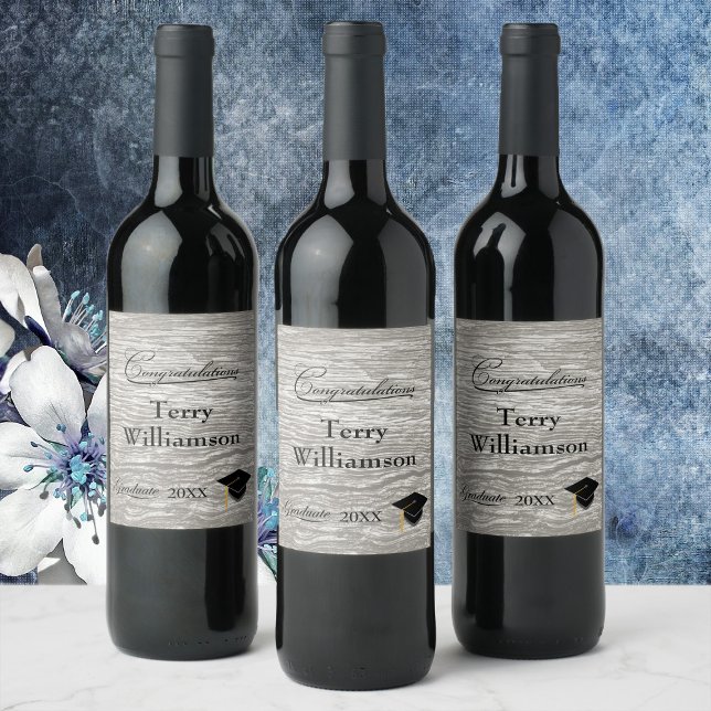 Étiquette Pour Bouteilles De Vin Rustic Western Barn Board Graduation Party (Créateur téléchargé)