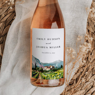 Étiquette Pour Bouteilles De Vin Rustic Winery Mariage paysage