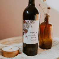 Rustique Aquarelle Mariage de automne Vin Étiquett