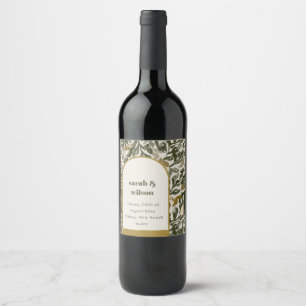 Étiquette Pour Bouteilles De Vin Rustique Boho Retro Arch Mariage botanique vert