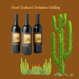 Étiquette Pour Bouteilles De Vin Rustique Désert Sud-Ouest Boho destination Mariage
