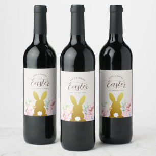 Étiquette Pour Bouteilles De Vin Rustique Elegant Pâques Personnalisé