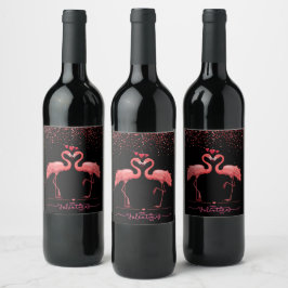 Étiquette Pour Bouteilles De Vin Sac cadeau - Flamant rose rose