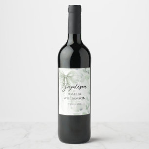 Étiquette Pour Bouteilles De Vin Sage Green Floral Baptême