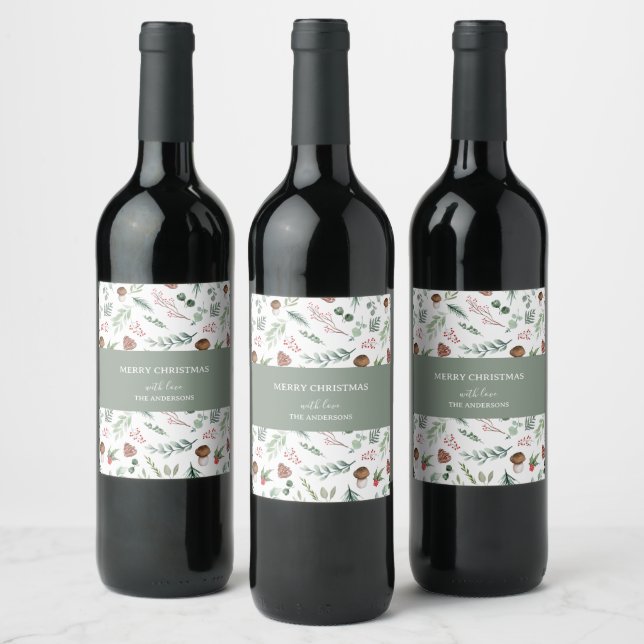 Étiquette Pour Bouteilles De Vin Sage Green Holiday (Bouteilles)